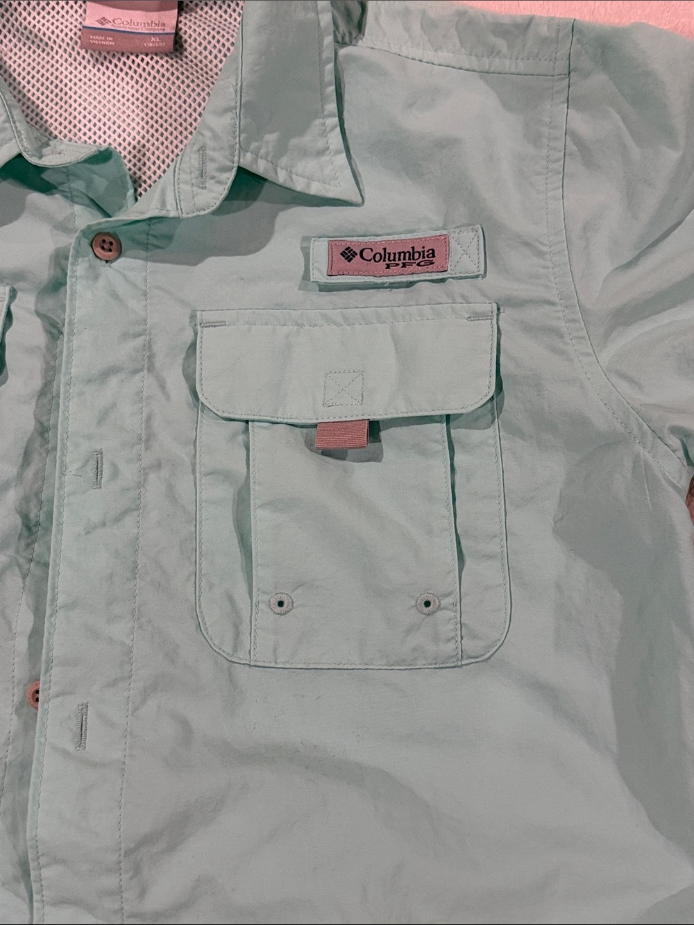 Columbia Mint Aqua Lightweight Mesh-Lined Shirt